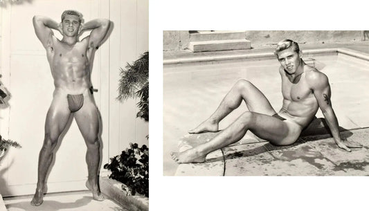 {{ product_title }} Fine Art Print | {{ product_vendor }} Jakero77 Bruce Bellas Vintage Athletic Blonde Tattoo Male Poolside Gay - 17"x22" Art Print - 1888 Art Print  Jakero77