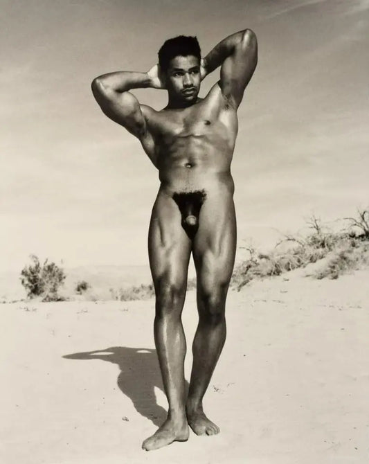 {{ product_title }} Fine Art Print | {{ product_vendor }} Jakero77 Bruce Bellas Vintage Homoerotic Nude Black Male Desert - 17" x 22" Fine Art Print - 1830 Art Print  Jakero77