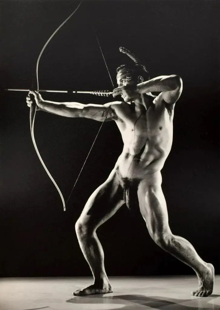 {{ product_title }} Fine Art Print | {{ product_vendor }} Jakero77 Bruce Bellas Vintage Nude Male Bow & Arrow Gay Interest - 17"x22" Fine Art Print - 1863 Art Print  Jakero77