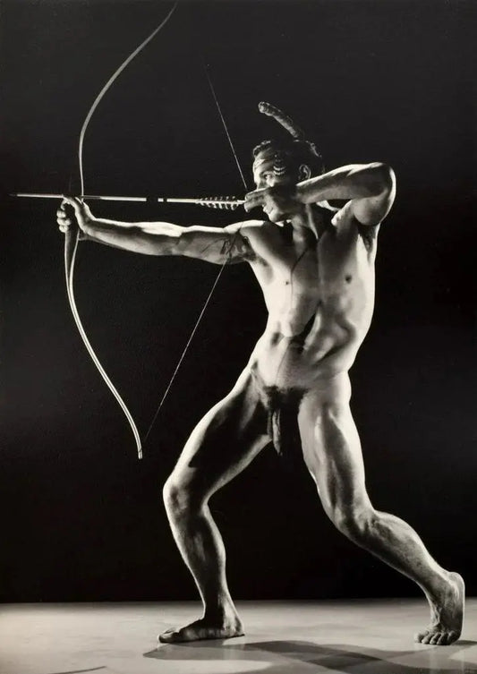 {{ product_title }} Fine Art Print | {{ product_vendor }} Jakero77 Bruce Bellas Vintage Nude Male Bow & Arrow Gay Interest - 17"x22" Fine Art Print - 1863 Art Print  Jakero77