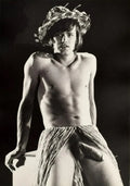 {{ product_title }} Fine Art Print | {{ product_vendor }} Jakero77 Bruce Bellas Vintage Nude Male Grass Skirt Opened Gay - 17" x 22" Fine Art Print - 1759 Art Print  Jakero77