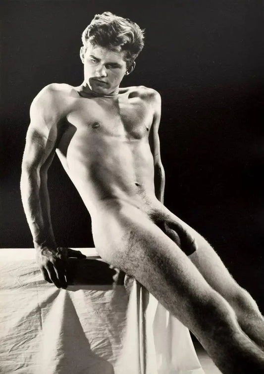 {{ product_title }} Fine Art Print | {{ product_vendor }} Jakero77 Bruce Bellas of LA Good Looking Nude Guy Leaning Back - 17" x 22" Fine Art Print - 1854 Art Print  Jakero77