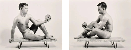 {{ product_title }} Fine Art Print | {{ product_vendor }} Jakero77 Bruce Bellas of LA Male Model Loin Cloth Artistic Balls Facing Gay - 17" x 22"  - 1908 Art Print  Jakero77