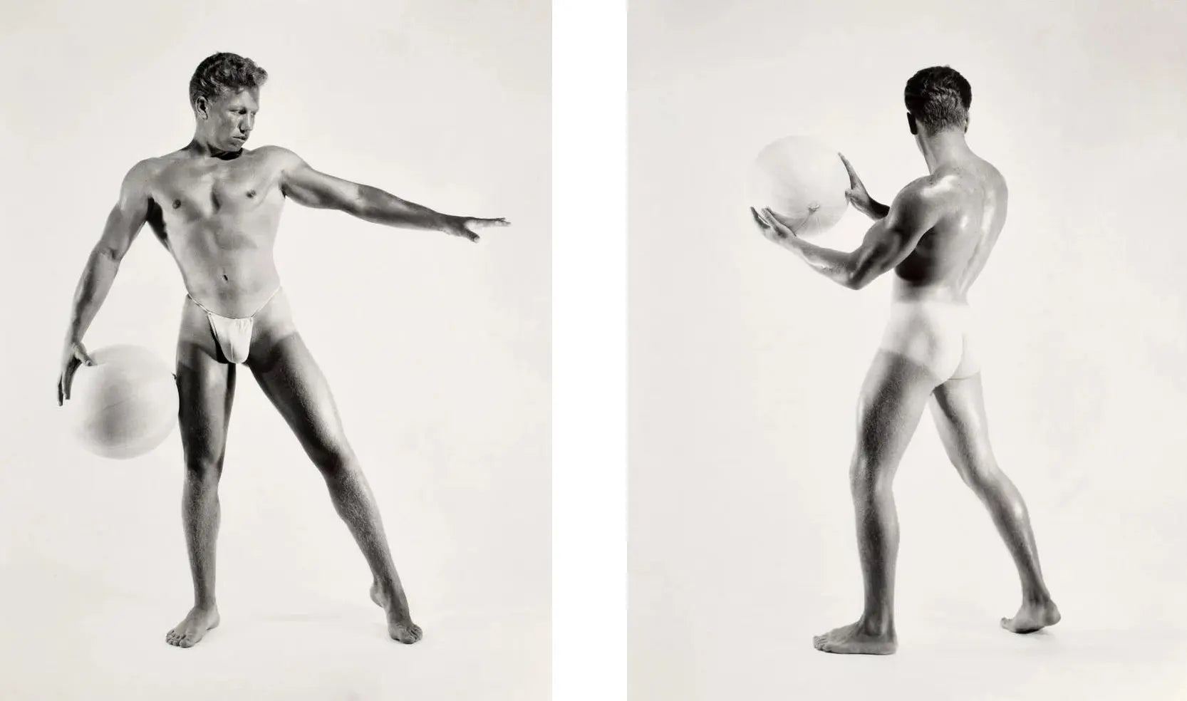 {{ product_title }} Fine Art Print | {{ product_vendor }} Jakero77 Bruce Bellas of LA Nude Male Butt Posing with Ball Gay - 17" x 22" Fine Art Print - 1918 Art Print  Jakero77