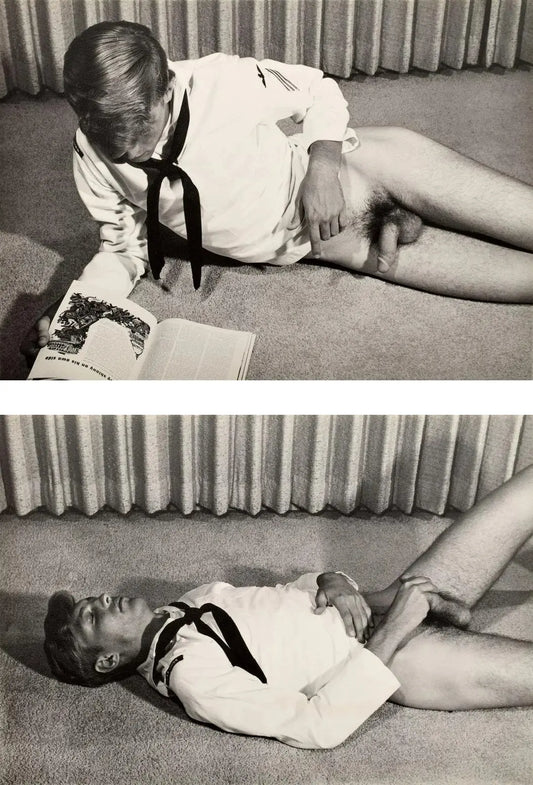 {{ product_title }} Fine Art Print | {{ product_vendor }} Jakero77 Bruce Bellas of LA Nude Sailor Erection 1960s Homoerotic Vintage Gay Interest - 17"x22" Fine Art Print - 1976 Art Print  Jakero77