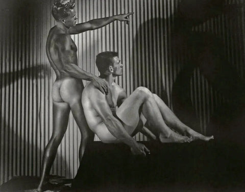 {{ product_title }} Fine Art Print | {{ product_vendor }} Jakero77 Bruce Bellas of LA - Two Nude Males 1950s Gay Interest - 17" x 22" Fine Art Print Art Print  Jakero77