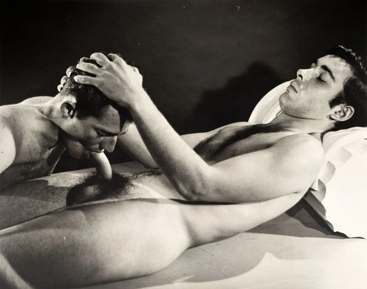 {{ product_title }} Fine Art Print | {{ product_vendor }} Jakero77 Bruce Bellas of LA Vintage Homoerotic Gay Blowjob 1960s Gay Interest - 17" x 22" Art Print - 2068 Art Print  Jakero77