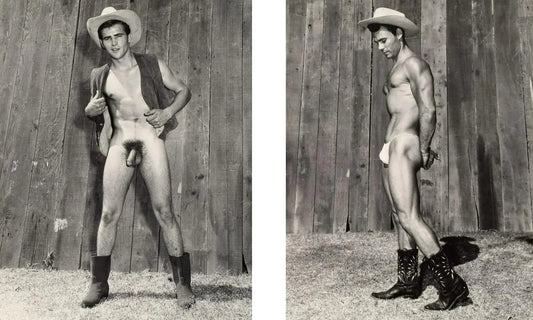{{ product_title }} Fine Art Print | {{ product_vendor }} Jakero77 Bruce Bellas of LA Vintage Nude Cowboy Boots Homoerotic Gay - 17" x 22" Art Print - 1933 Art Print  Jakero77