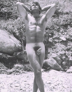 {{ product_title }} Fine Art Print | {{ product_vendor }} Jakero77 Bruce Bellas of LA - Vintage Nude Male Erection 1960s Gay Interest Homoerotic - 17" x 22" Fine Art Print Art Print  Jakero77
