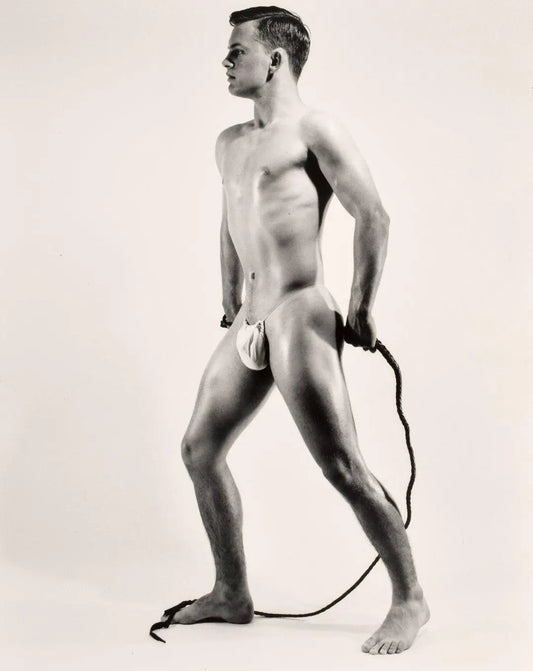 {{ product_title }} Fine Art Print | {{ product_vendor }} Jakero77 Bruce Bellas of LA Vintage Nude Male Whip Gay Interest -17" x 22" Fine Art Print - 2032 Art Print  Jakero77