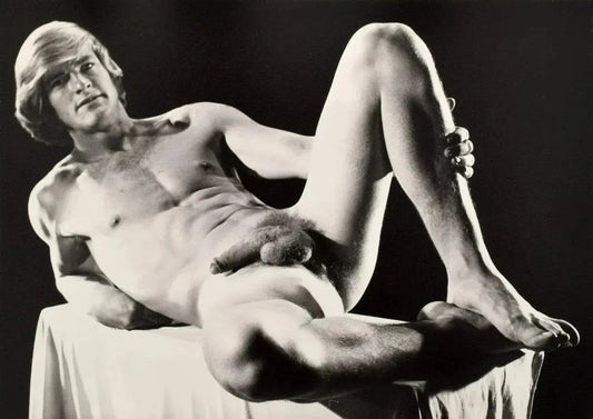 {{ product_title }} Fine Art Print | {{ product_vendor }} Jakero77 Bruce of LA 1960s Nude Blonde Male Laying Back Homoerotic Gay - 17"x22" Art Print - 1767 Art Print  Jakero77