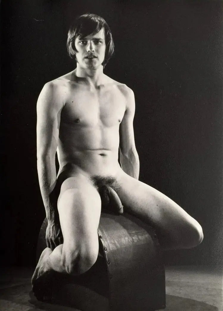 {{ product_title }} Fine Art Print | {{ product_vendor }} Jakero77 Bruce of LA 1960s Nude Male Seated on Iconic Stool Gay - 17" x 22" Fine Art Print - 1746 Art Print  Jakero77