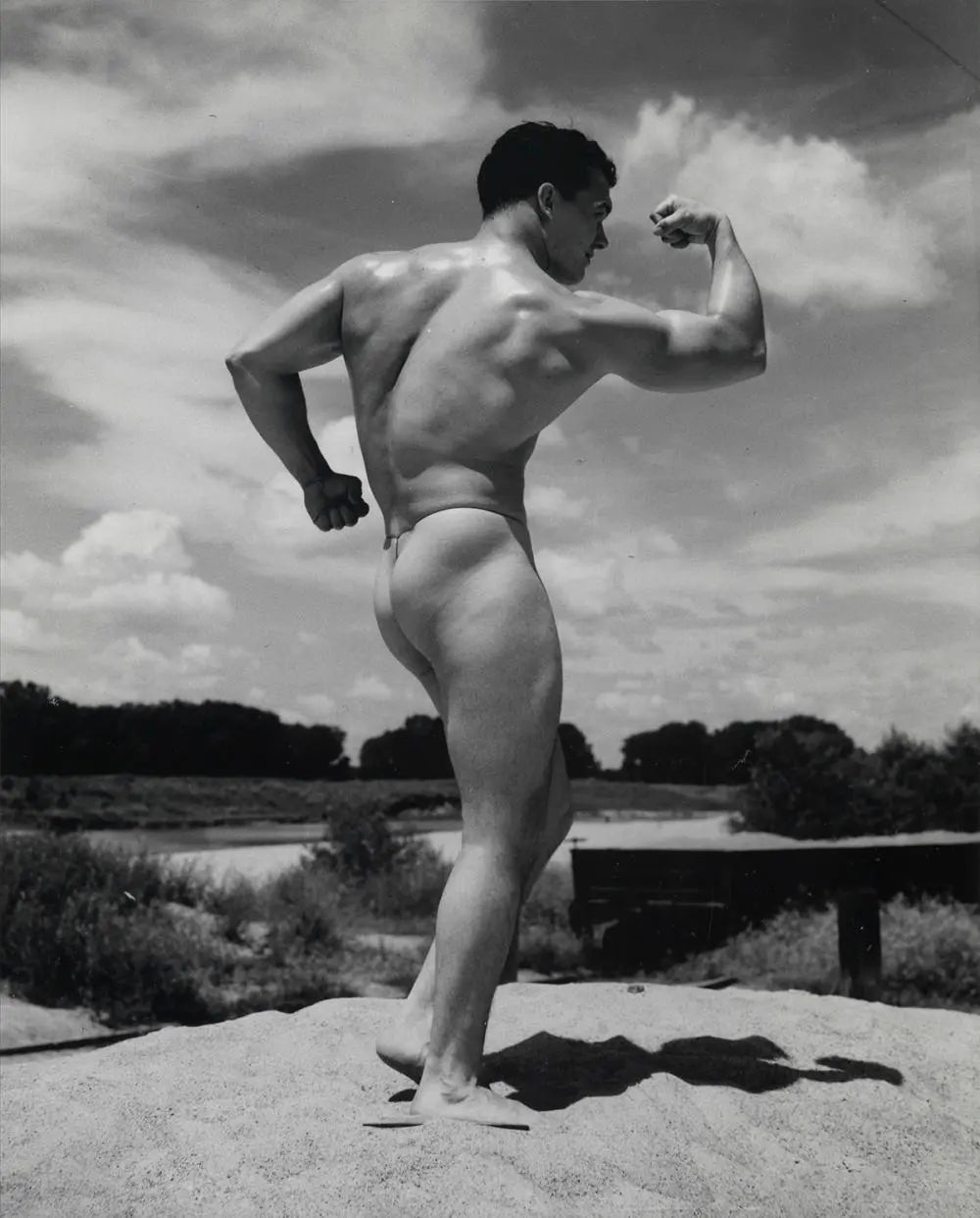 {{ product_title }} Fine Art Print | {{ product_vendor }} Jakero77 Bruce of LA Gay Interest Nude Muscle Male Butt Pose Outside - 17" x 22" Art Print - 2118 Art Print  Jakero77