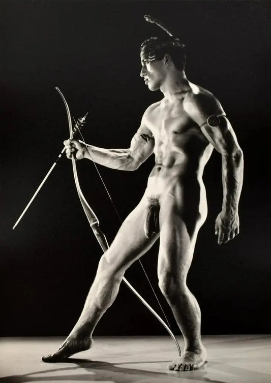{{ product_title }} Fine Art Print | {{ product_vendor }} Jakero77 Bruce of LA Muscular Nude Male with Bow & Arrow Homoerotic - 17" x 22" Art Print - 1866 Art Print  Jakero77