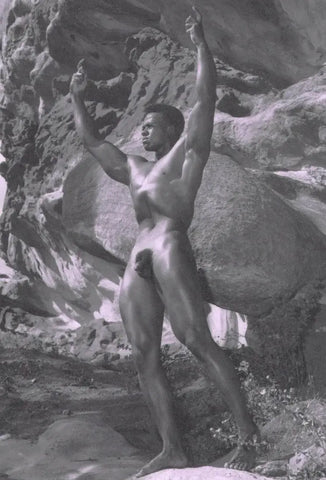 {{ product_title }} Fine Art Print | {{ product_vendor }} Jakero77 Bruce of LA - Nude Black Male Cock Outdoors Gay Interest 1960s - 17" x 22" Fine Art Print Art Print  Jakero77