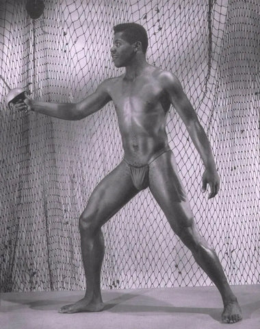 {{ product_title }} Fine Art Print | {{ product_vendor }} Jakero77 Bruce of LA - Nude Black Male Sword 1950s Gay Interest - 17" x 22" Fine Art Print Art Print  Jakero77
