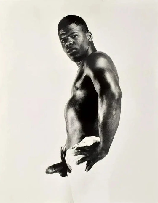 {{ product_title }} Fine Art Print | {{ product_vendor }} Jakero77 Bruce of LA Nude Male Black Erection 1960s Homoerotic Vintage Gay Interest - 17"x22" Fine Art Print - 1986 Art Print  Jakero77