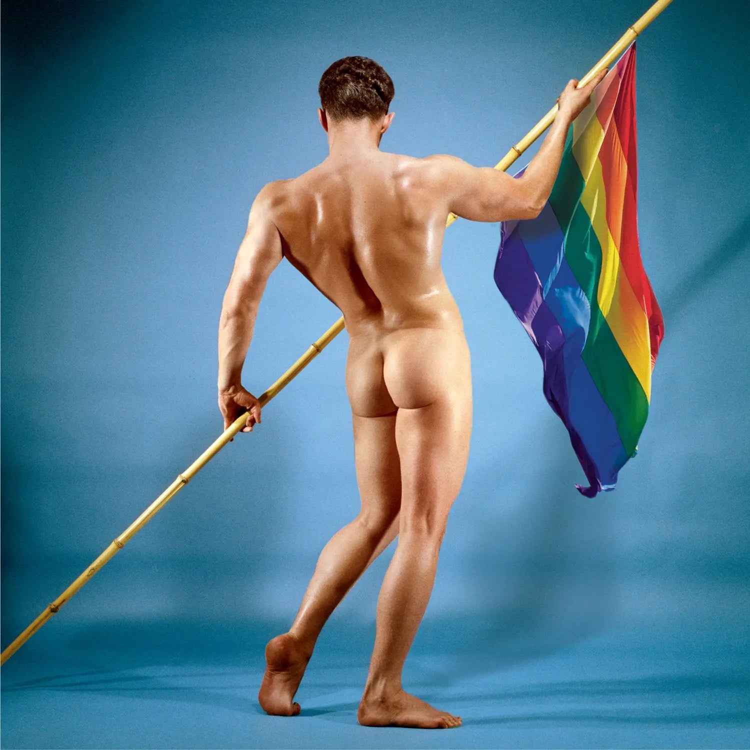{{ product_title }} Fine Art Print | {{ product_vendor }} Jakero77 Bruce of LA - Nude Male Butt 1960s RARE Gay Pride Flag LGBTQ+ - 17"x22" Art Print Art Print  Jakero77