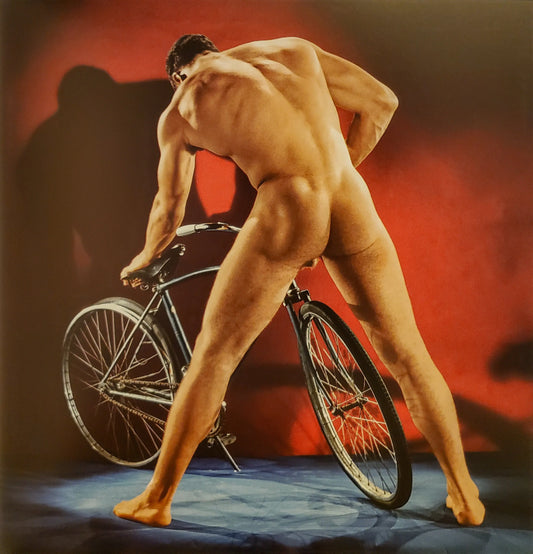 {{ product_title }} Fine Art Print | {{ product_vendor }} Jakero77 Bruce of LA - Nude Male Butt Bent Over Bicycle 1960s Gay - 17" x 22" Art Print Art Print  Jakero77