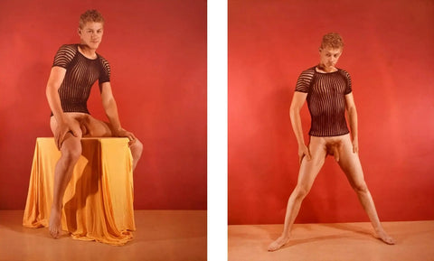 {{ product_title }} Fine Art Print | {{ product_vendor }} Jakero77 Bruce of LA Nude Male Mesh Shirt Rare Color 1960s Homoerotic Vintage Gay Interest - 17"x22" Fine Art Print - 1995 Art Print  Jakero77