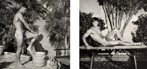 {{ product_title }} Fine Art Print | {{ product_vendor }} Jakero77 Bruce of LA Nude Male Model Posing Outside Physique Vintage Gay Interest - 17"x22" Fine Art Print - 1969 Art Print  Jakero77