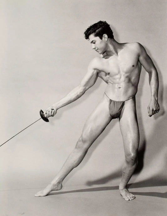 {{ product_title }} Fine Art Print | {{ product_vendor }} Jakero77 Bruce of LA Nude Male Posed with Sword Abs Gay Interest - 17"x22" Fine Art Print - 2031 Art Print  Jakero77