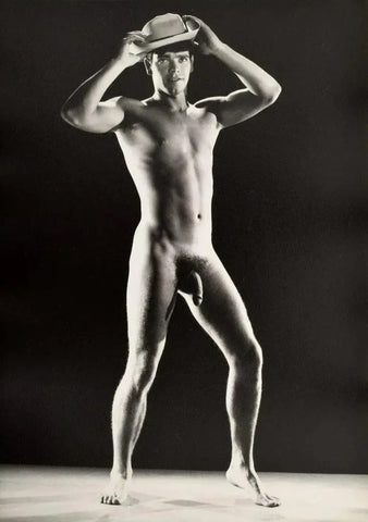 {{ product_title }} Fine Art Print | {{ product_vendor }} Jakero77 Bruce of LA Nude Male Standing Cowboy Hat Gay Interest - 17" x 22" Fine Art Print - 1763 Art Print  Jakero77