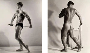 {{ product_title }} Fine Art Print | {{ product_vendor }} Jakero77 Bruce of LA Two Nude Men Sword & Net Butt Homoerotic - 17" x 22" Fine Art Print - 1927 Art Print  Jakero77