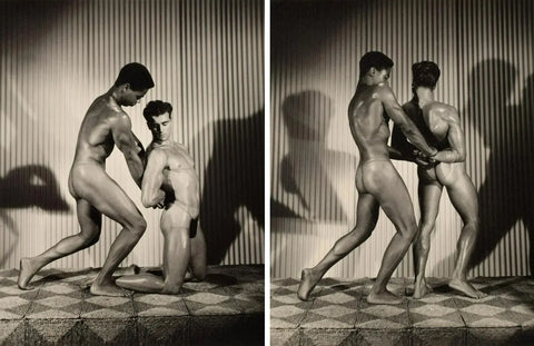 {{ product_title }} Fine Art Print | {{ product_vendor }} Jakero77 Bruce of LA Two Nude Men Wrestle Poses Gay Interest - 17" x 22" Fine Art Print - 1840 Art Print  Jakero77