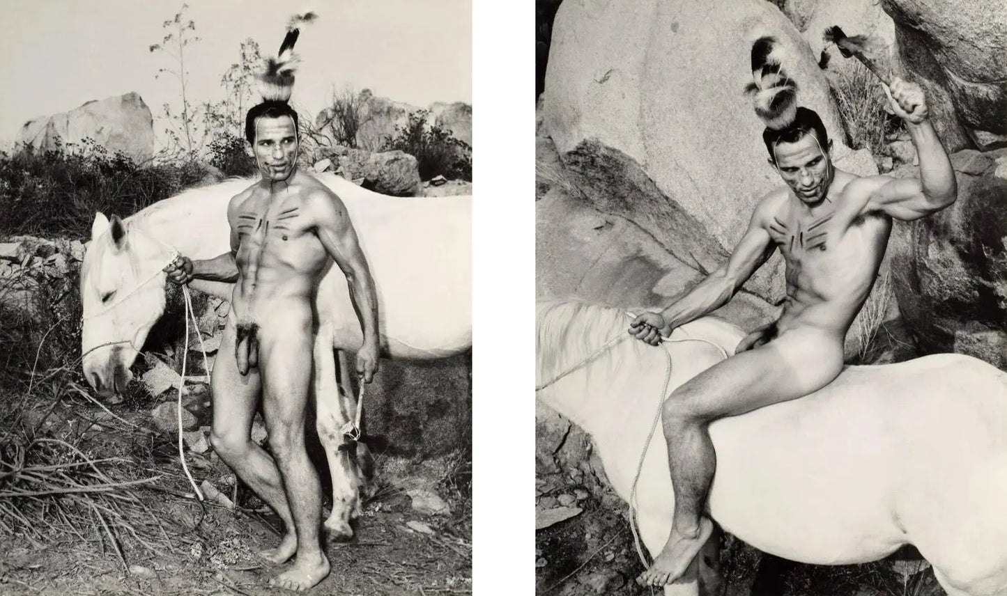 {{ product_title }} Fine Art Print | {{ product_vendor }} Jakero77 Bruce of LA Vintage 60s Nude Riding Horseback Gay Interest - 17" x 22" Art Print - 1931 Art Print  Jakero77