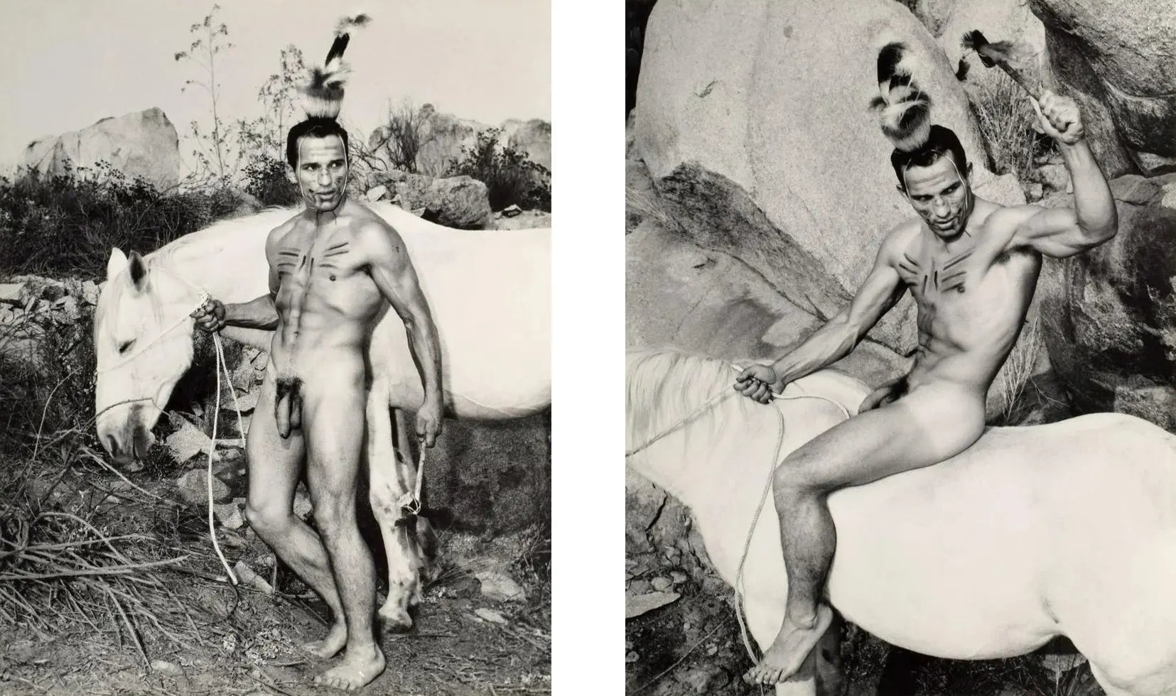 {{ product_title }} Fine Art Print | {{ product_vendor }} Jakero77 Bruce of LA Vintage 60s Nude Riding Horseback Gay Interest - 17" x 22" Art Print - 1931 Art Print  Jakero77