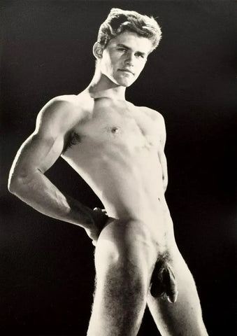 {{ product_title }} Fine Art Print | {{ product_vendor }} Jakero77 Bruce of LA Vintage Blonde Nude Male Arching Pose Gay - 17" x 22" Fine Art Print - 1861 Art Print  Jakero77