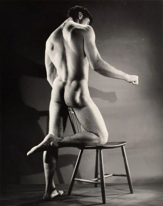{{ product_title }} Fine Art Print | {{ product_vendor }} Jakero77 Bruce of LA Vintage Gay Interest Bart Horne Nude Butt on Chair - 17"x22" Fine Art Print - 2024 Art Print  Jakero77