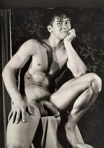 {{ product_title }} Fine Art Print | {{ product_vendor }} Jakero77 Bruce of LA Vintage Gay Interest Nude Male Cheeky Smile - 17"x22" Fine Art Print - 1709 Art Print  Jakero77