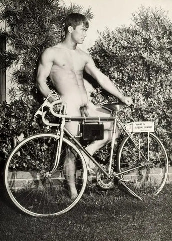 {{ product_title }} Fine Art Print | {{ product_vendor }} Jakero77 Bruce of LA Vintage Gay Interest Nude Male w/ Bicycle - 17" x 22" Fine Art Print - 1706 Art Print  Jakero77