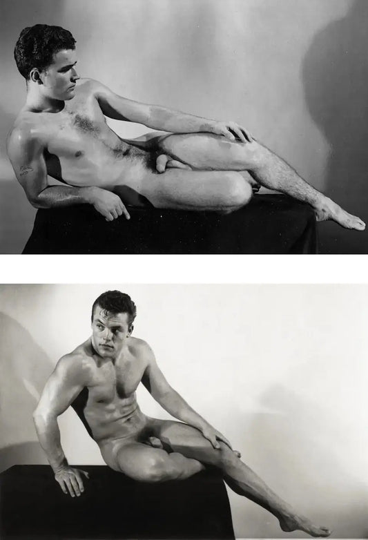 {{ product_title }} Fine Art Print | {{ product_vendor }} Jakero77 Bruce of LA Vintage Gay Interest Nude Males (Hugh Pendleton) Seated Homoerotic - 17" x 22" Art Print - 2047 Art Print  Jakero77
