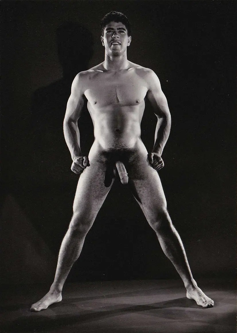 {{ product_title }} Fine Art Print | {{ product_vendor }} Jakero77 Bruce of LA Vintage Gay Interest Nude Model Standing with Big Hard Cock Homoerotic - 17" x 22" Art Print - 2061 Art Print  Jakero77