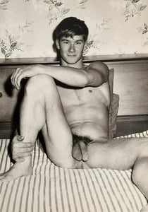 {{ product_title }} Fine Art Print | {{ product_vendor }} Jakero77 Bruce of LA Vintage Gay Nude Male Laying Back on Bed Leg Up - 17"x22" Art Print - 1712 Art Print  Jakero77