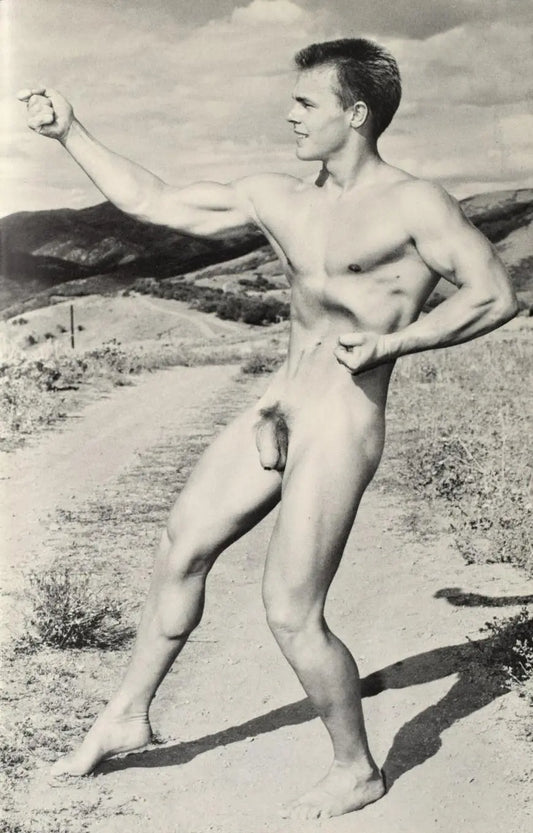 {{ product_title }} Fine Art Print | {{ product_vendor }} Jakero77 Bruce of LA Vintage Handsome Robert Kendall Nude Outside Martial Arts Pose 1960s Homoerotic Gay Interest - 17" x 22" Art Print - 2091 Art Print  Jakero77