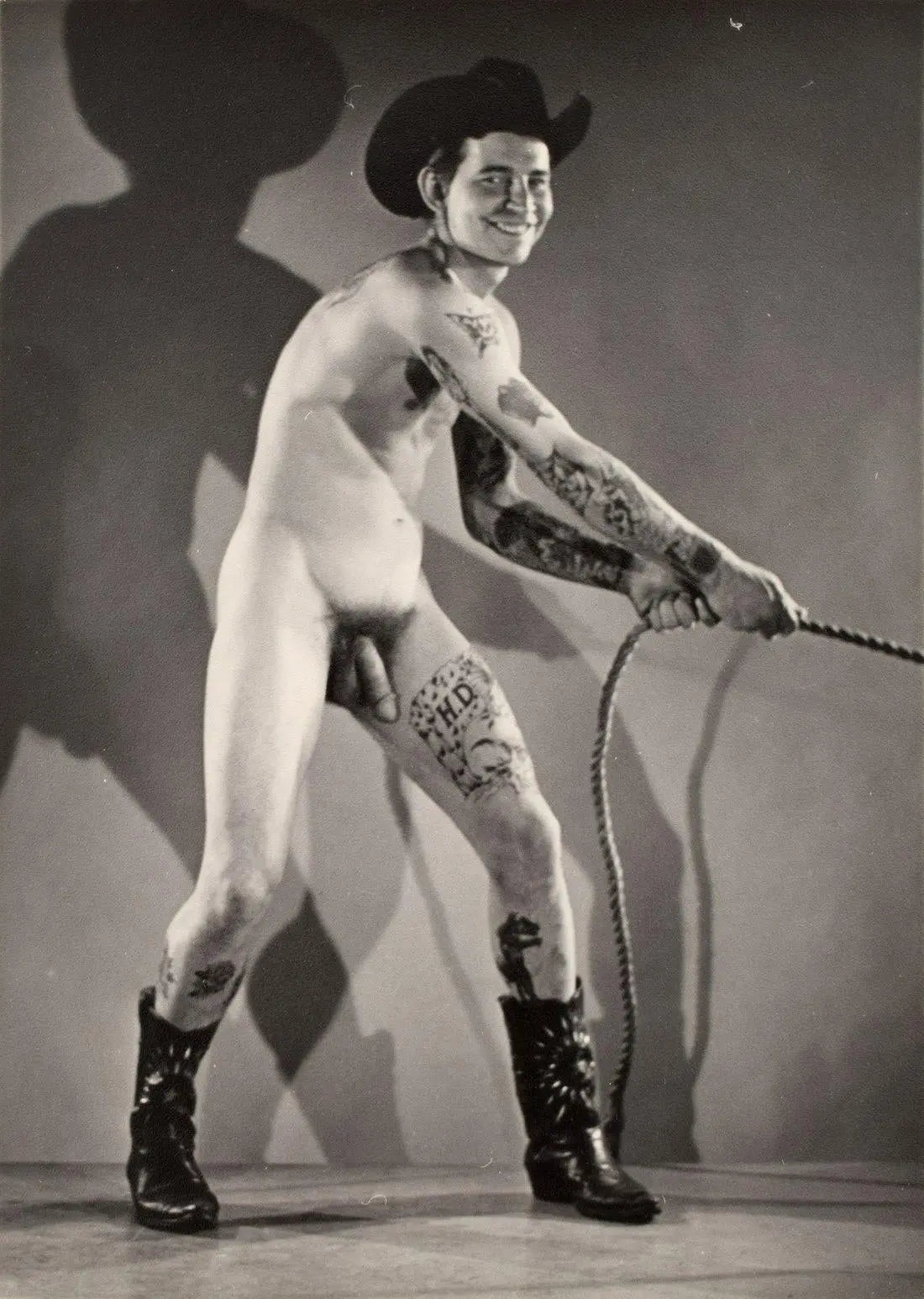 {{ product_title }} Fine Art Print | {{ product_vendor }} Jakero77 Bruce of LA Vintage Homoerotic Nude Tattooed Cowboy 1960s Gay Interest - 17" x 22" Art Print - 2082 Art Print  Jakero77