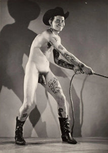 {{ product_title }} Fine Art Print | {{ product_vendor }} Jakero77 Bruce of LA Vintage Homoerotic Nude Tattooed Cowboy 1960s Gay Interest - 17" x 22" Art Print - 2082 Art Print  Jakero77