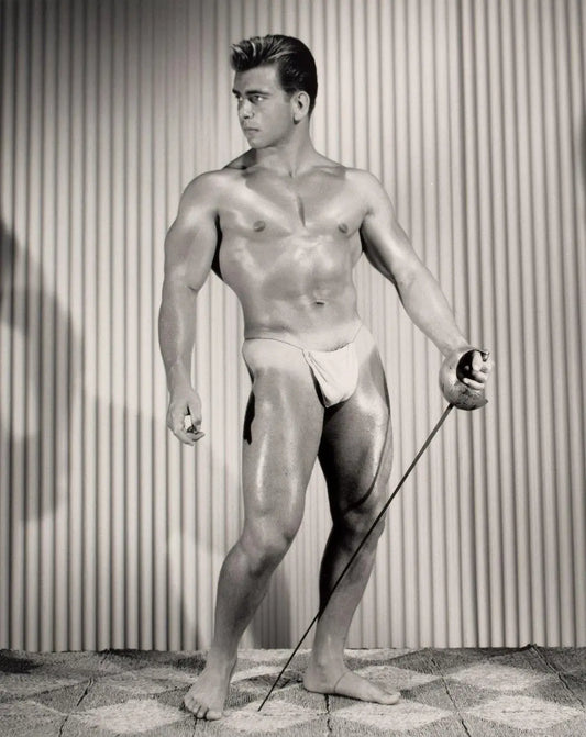 {{ product_title }} Fine Art Print | {{ product_vendor }} Jakero77 Bruce of LA Vintage Nude Alex Aronis 1950s Sword Gay Interest - 17" x 22" Print Art Print  Jakero77