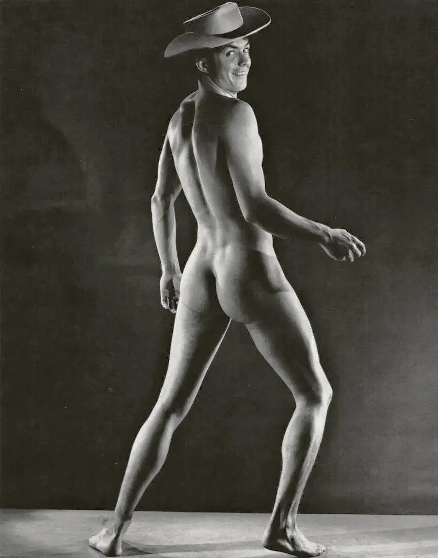 {{ product_title }} Fine Art Print | {{ product_vendor }} Jakero77 Bruce of LA - Vintage Nude Gay Cowboy Butt 1950s Smile - 17" x 22" Fine Art Print Art Print  Jakero77