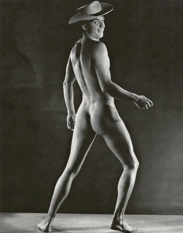 {{ product_title }} Fine Art Print | {{ product_vendor }} Jakero77 Bruce of LA - Vintage Nude Gay Cowboy Butt 1950s Smile - 17" x 22" Fine Art Print Art Print  Jakero77