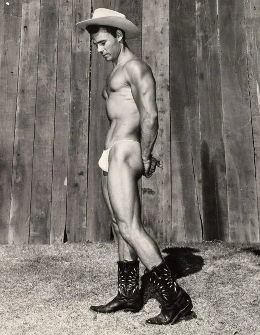 {{ product_title }} Fine Art Print | {{ product_vendor }} Jakero77 Bruce of LA Vintage Nude Gay Cowboy in Boots & Loin Cloth - 17" x 22" Art Print - 2037 Art Print  Jakero77