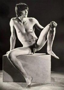{{ product_title }} Fine Art Print | {{ product_vendor }} Jakero77 Bruce of LA Vintage Nude Guy Seated Leg Up Homoerotic - 17" x 22" Fine Art Print - 1753 Art Print  Jakero77