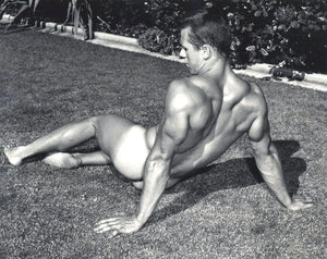 {{ product_title }} Fine Art Print | {{ product_vendor }} Jakero77 Bruce of LA Vintage Nude Male Butt Laying Grass Gay Interest - 17" x 22" Fine Art Print - 2002 Art Print  Jakero77