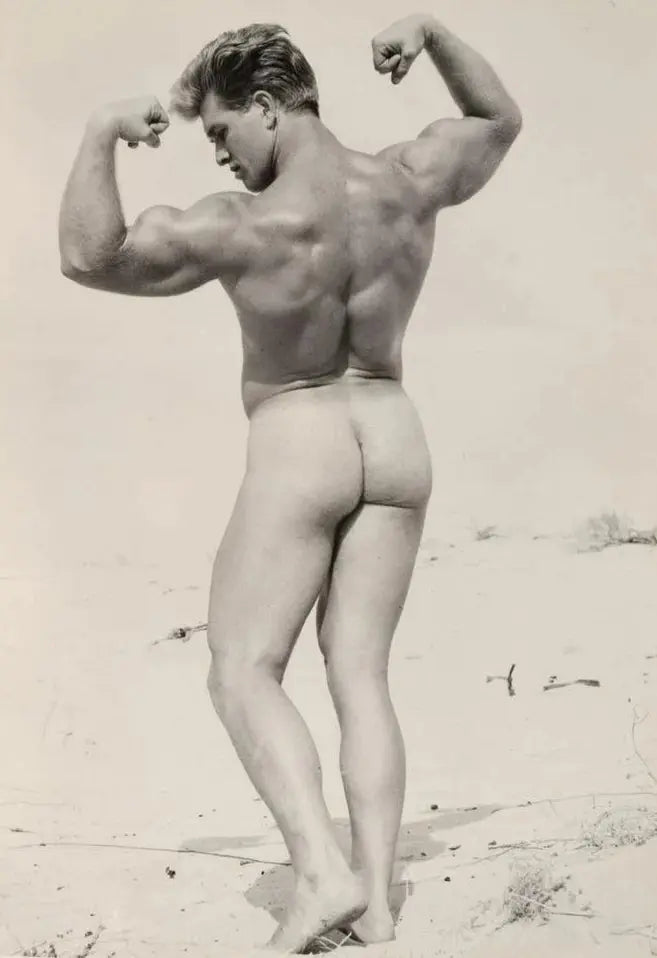 {{ product_title }} Fine Art Print | {{ product_vendor }} Jakero77 Bruce of LA Vintage Nude Male Flexing Arms Butt Pose Gay - 17"x22" Fine Art Print - 1775 Art Print  Jakero77