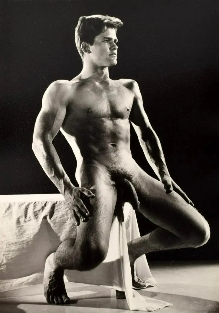 {{ product_title }} Fine Art Print | {{ product_vendor }} Jakero77 Bruce of LA Vintage Nude Male Seated Muscular Gay Interest - 17" x 22" Art Print - 1853 Art Print  Jakero77