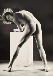 {{ product_title }} Fine Art Print | {{ product_vendor }} Jakero77 Bruce of LA Vintage Nude Male Straw Hat Bent Over Gay - 17" x 22" Fine Art Print - 1757 Art Print  Jakero77